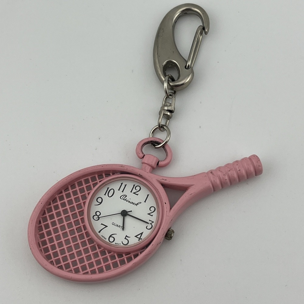 Osirock Tennis Racket Watch Clip On/Keychain Pink- New Battery